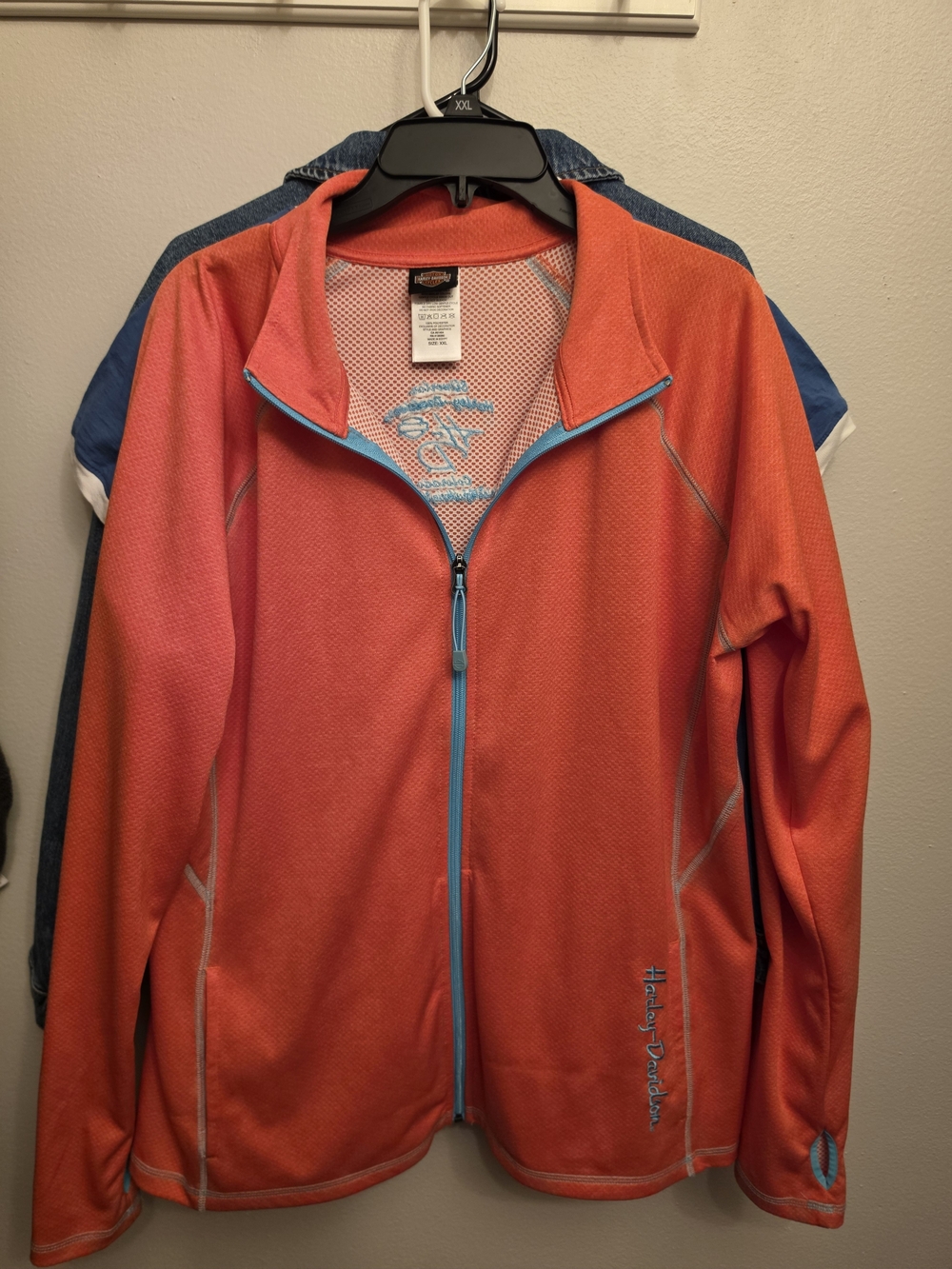 Harley-Davidson Orange Mesh Jacket with Blue Embroidery